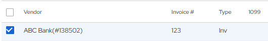 Unposted Transactions grid with an invoice check box selected